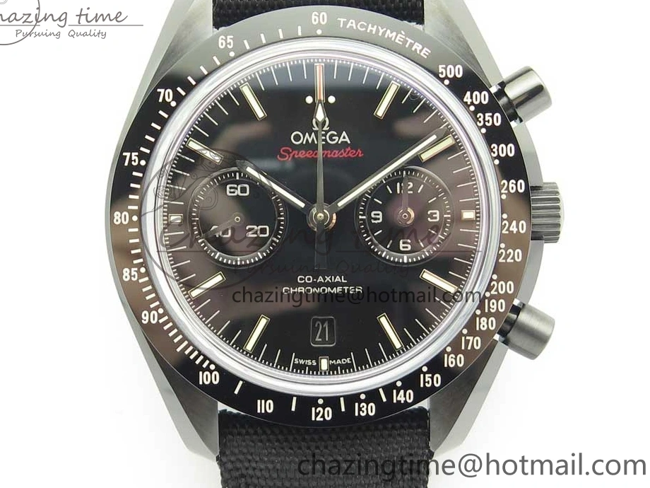 0318 Premium Speedmaster “Dark Side of The Moon” Real Ceramic OMF 1:1 Best Edition on Nylon Strap A 7977